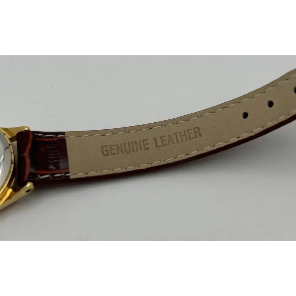 Timetech Watch Unisex Gold Stainless Steel Leather Brown For Parts/Repair
